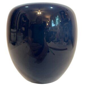 San Bernardo Portugal cobalt Blue Ceramic Bud Vase 5" Tall 4" Diameter minimalis